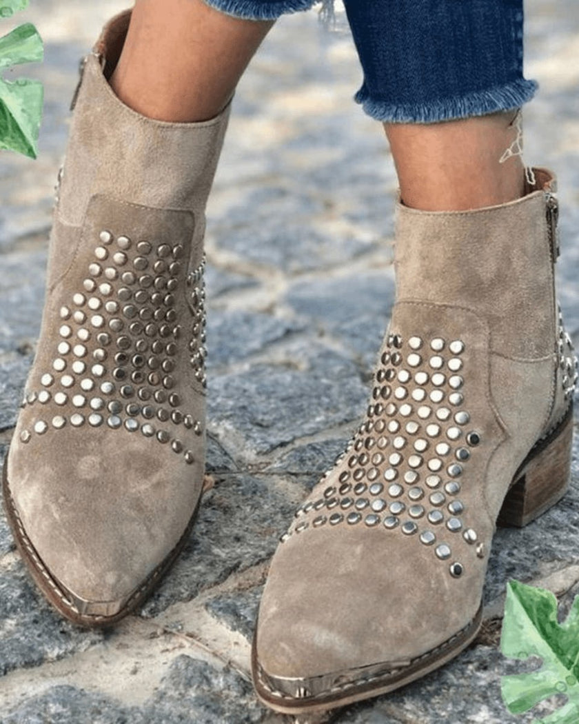 Scarlett | Women's Studded Suede Pointed-Toe Ankle Boots