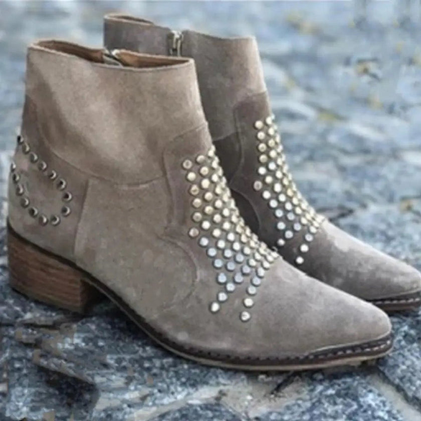 Scarlett | Women's Studded Suede Pointed-Toe Ankle Boots