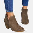 Victoria | Women's Suede Block-Heel Side-Zip Ankle Boots