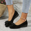 Scarlett | Women's Suede-Effect Bow-Detail Cushioned Slip-On Ballet Flats
