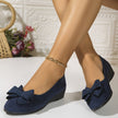 Scarlett | Women's Suede-Effect Bow-Detail Cushioned Slip-On Ballet Flats