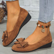 Scarlett | Women's Suede-Effect Bow-Detail Cushioned Slip-On Ballet Flats