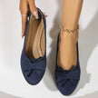 Scarlett | Women's Suede-Effect Bow-Detail Cushioned Slip-On Ballet Flats