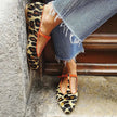 Aria | Women's Suede Leopard Print T-Strap Pointed-Toe Flats