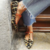 Aria | Women's Suede Leopard Print T-Strap Pointed-Toe Flats