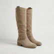 Evelyn | Women's Suede Look Low Heel Knee-High Slouch Ankle Boots