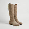 Evelyn | Women's Suede Look Low Heel Knee-High Slouch Ankle Boots