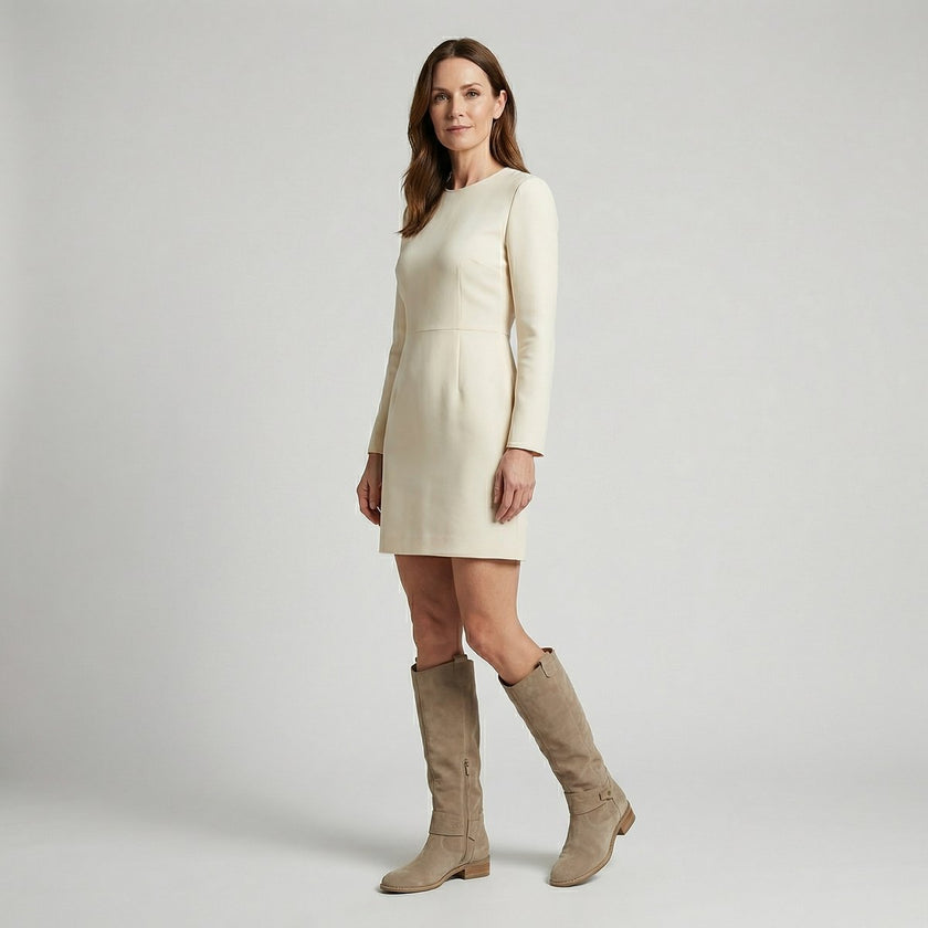 Evelyn | Women's Suede Look Low Heel Knee-High Slouch Ankle Boots