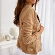 Faux Suede Moto Jacket Women Cropped Zip-Up Biker