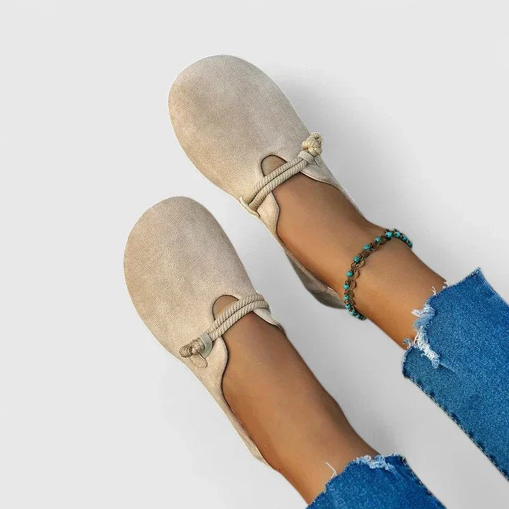 Camila | Women's Suede Rope-Strap Round-Toe Slip-On Flats