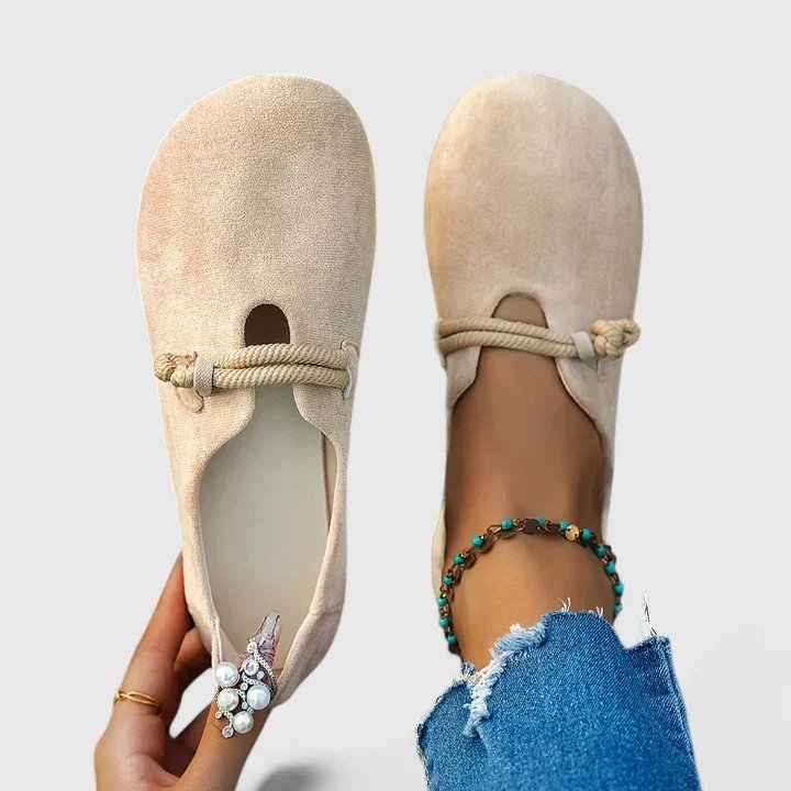 Camila | Women's Suede Rope-Strap Round-Toe Slip-On Flats