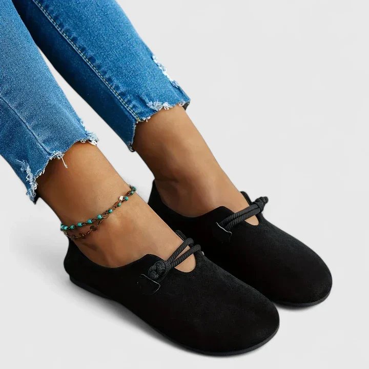 Camila | Women's Suede Rope-Strap Round-Toe Slip-On Flats