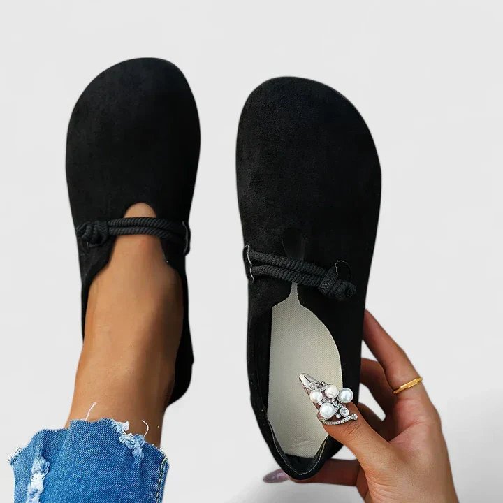 Camila | Women's Suede Rope-Strap Round-Toe Slip-On Flats