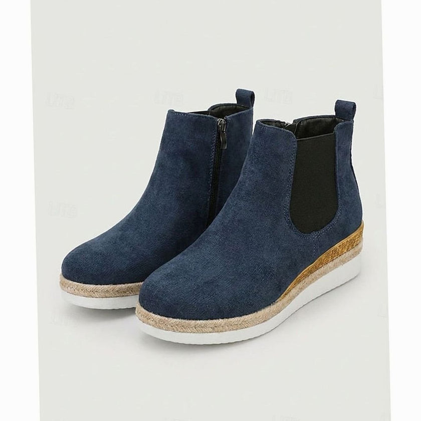 Sophia | Women's Suede Wedge Ankle Side-Zip Chelsea Boots