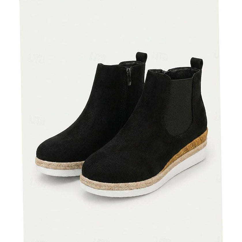 Sophia | Women's Suede Wedge Ankle Side-Zip Chelsea Boots