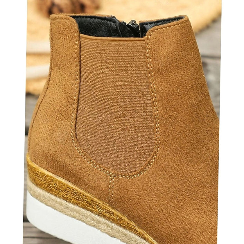 Sophia | Women's Suede Wedge Ankle Side-Zip Chelsea Boots