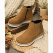Sophia | Women's Suede Wedge Ankle Side-Zip Chelsea Boots