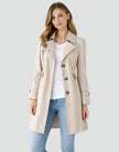 Trench Coat Women Tailored Mid-Length Double-Breasted
