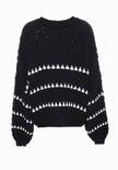 Esmee | Women's Textured Knit Crewneck Sweater Geometric Striped with Turtleneck for Casual