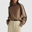 Bo | Women's Turtleneck Raglan-Sleeve Contrast-Trim Knit Sweater with Ribbed for Layering