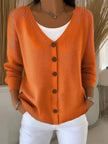 Sophia | Women's V-Neck Button-Front Long Sleeve Knit Sweater with Classic for Layering