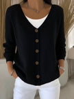 Sophia | Women's V-Neck Button-Front Long Sleeve Knit Sweater with Classic for Layering