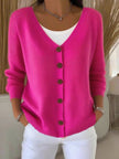 Sophia | Women's V-Neck Button-Front Long Sleeve Knit Sweater with Classic for Layering