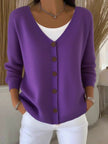 Sophia | Women's V-Neck Button-Front Long Sleeve Knit Sweater with Classic for Layering