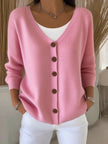 Sophia | Women's V-Neck Button-Front Long Sleeve Knit Sweater with Classic for Layering