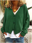 Nora | Women's V-Neck Button-Front Cozy Knit Cardigan with Oversized for Layering
