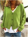 Nora | Women's V-Neck Button-Front Cozy Knit Cardigan with Oversized for Layering