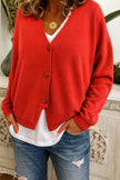 Nora | Women's V-Neck Button-Front Cozy Knit Cardigan with Oversized for Layering