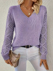 Evelyn | Women's V-Neck Hollow Sleeve Knit Sweater with Ribbed for Layering