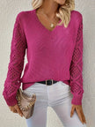 Evelyn | Women's V-Neck Hollow Sleeve Knit Sweater with Ribbed for Layering