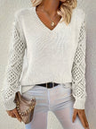 Evelyn | Women's V-Neck Hollow Sleeve Knit Sweater with Ribbed for Layering