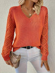 Evelyn | Women's V-Neck Hollow Sleeve Knit Sweater with Ribbed for Layering
