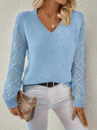 Evelyn | Women's V-Neck Hollow Sleeve Knit Sweater with Ribbed for Layering