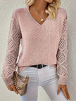 Evelyn | Women's V-Neck Hollow Sleeve Knit Sweater with Ribbed for Layering