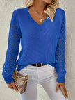 Evelyn | Women's V-Neck Hollow Sleeve Knit Sweater with Ribbed for Layering