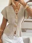 Camila | Women's Ribbed V-Neck Button-Front Cardigan Knit Sweater with Cozy for Everyday