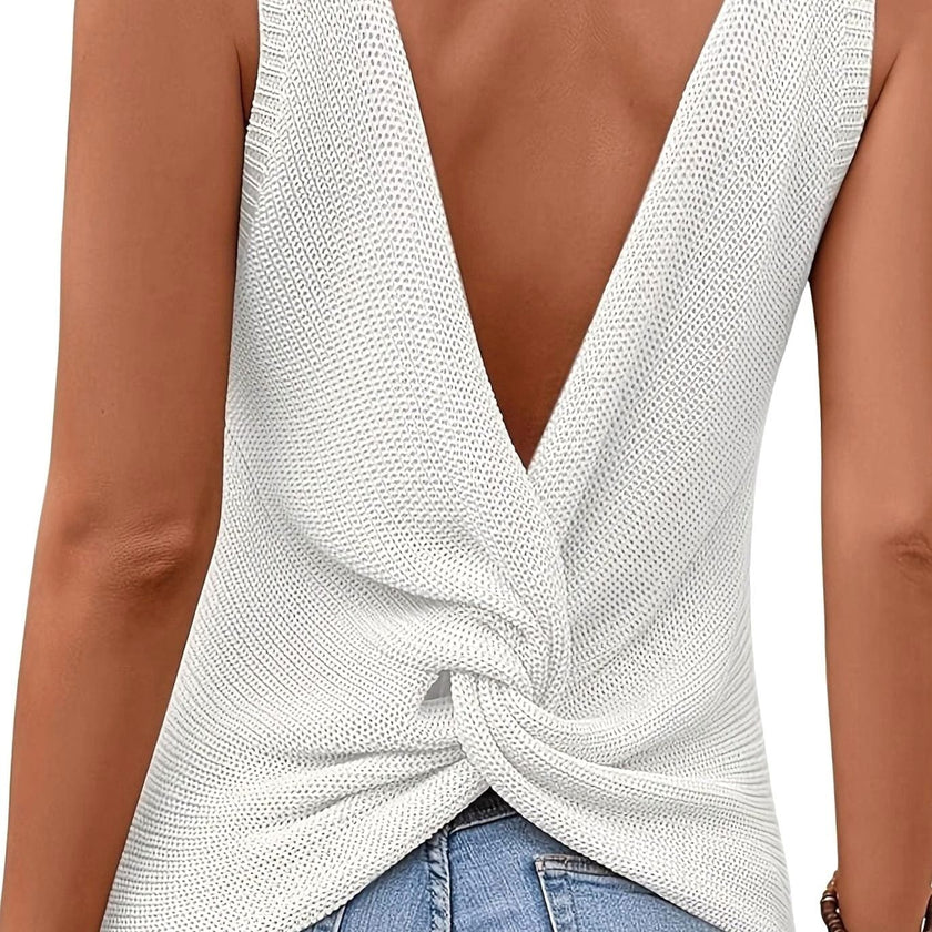 Eleanor | Women's V-Neck Relaxed-Fit Sleeveless Knit Tank Top with Elegant for Casual