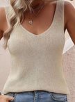 Eleanor | Women's V-Neck Relaxed-Fit Sleeveless Knit Tank Top with Elegant for Casual
