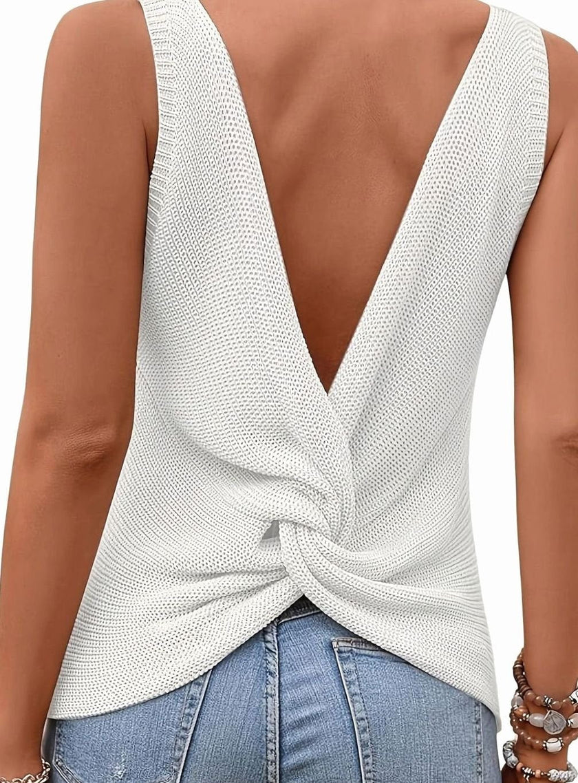 Eleanor | Women's V-Neck Relaxed-Fit Sleeveless Knit Tank Top with Elegant for Casual
