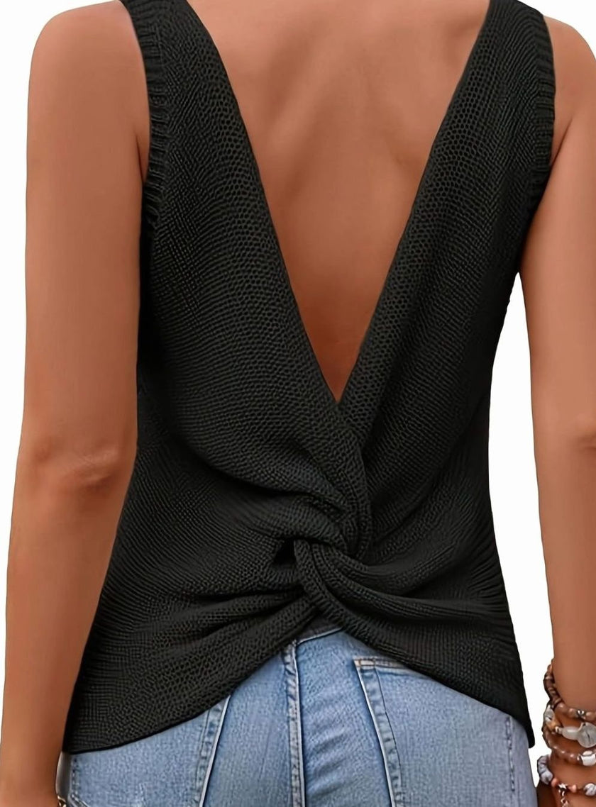 Eleanor | Women's V-Neck Relaxed-Fit Sleeveless Knit Tank Top with Elegant for Casual