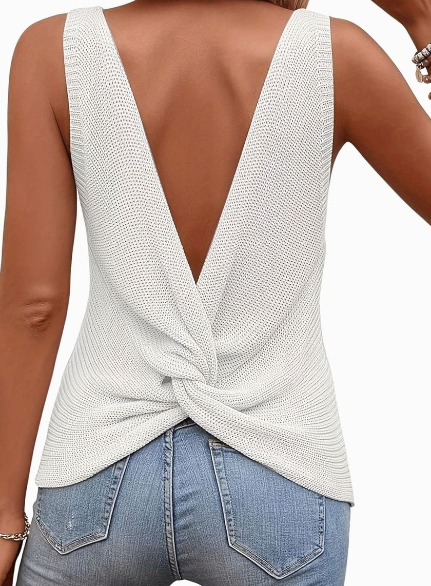 Eleanor | Women's V-Neck Relaxed-Fit Sleeveless Knit Tank Top with Elegant for Casual