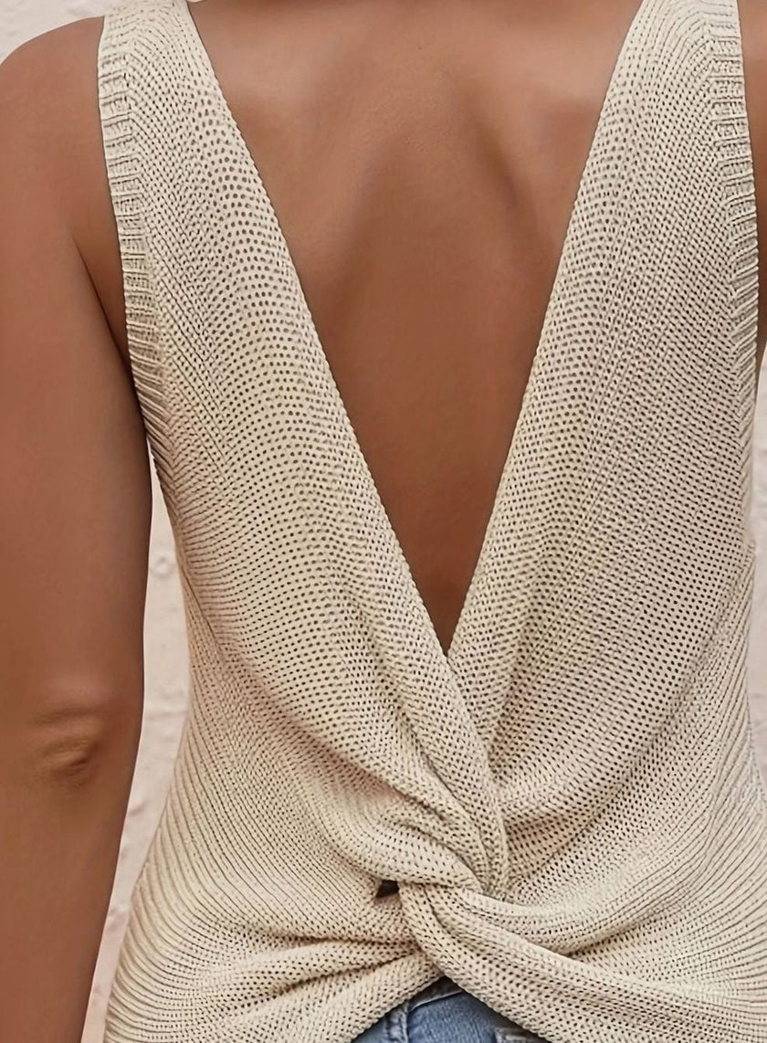 Eleanor | Women's V-Neck Relaxed-Fit Sleeveless Knit Tank Top with Elegant for Casual