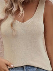 Eleanor | Women's V-Neck Relaxed-Fit Sleeveless Knit Tank Top with Elegant for Casual