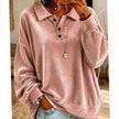 Layla | Women's Velvet Collared Button-Placket Relaxed Pullover Sweatshirt with Oversized for Everyday