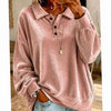 Layla | Women's Velvet Collared Button-Placket Relaxed Pullover Sweatshirt with Oversized for Everyday