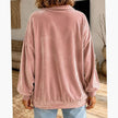 Layla | Women's Velvet Collared Button-Placket Relaxed Pullover Sweatshirt with Oversized for Everyday
